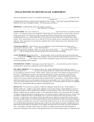 Document preview: Month-To-Month Lease Agreement Template - Texas