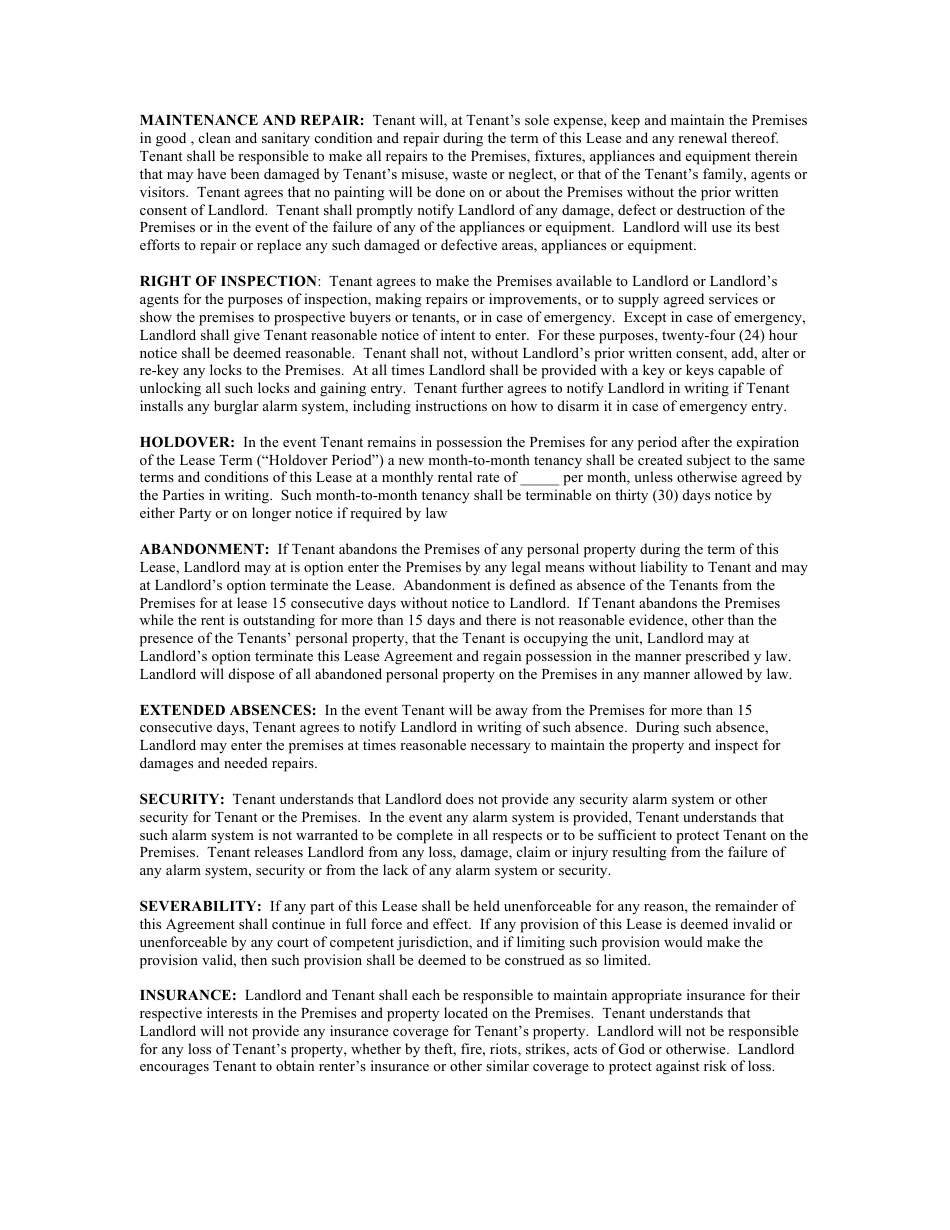 Month-To-Month Lease Agreement Template - Texas, Page 3