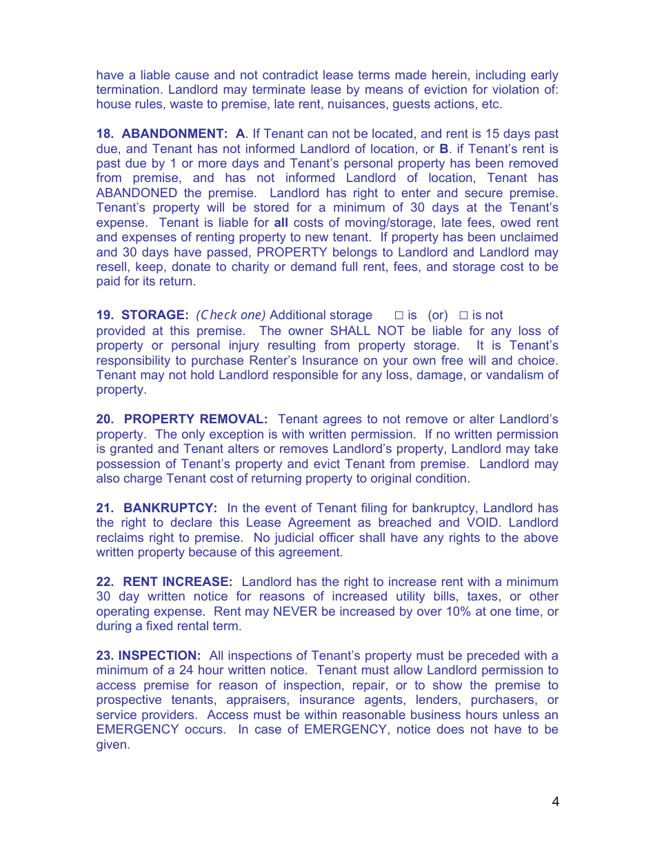 Monthly Rental Agreement Template, Page 4