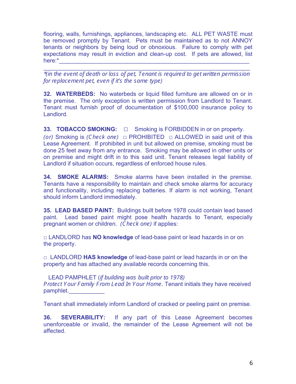 Monthly Rental Agreement Template, Page 6