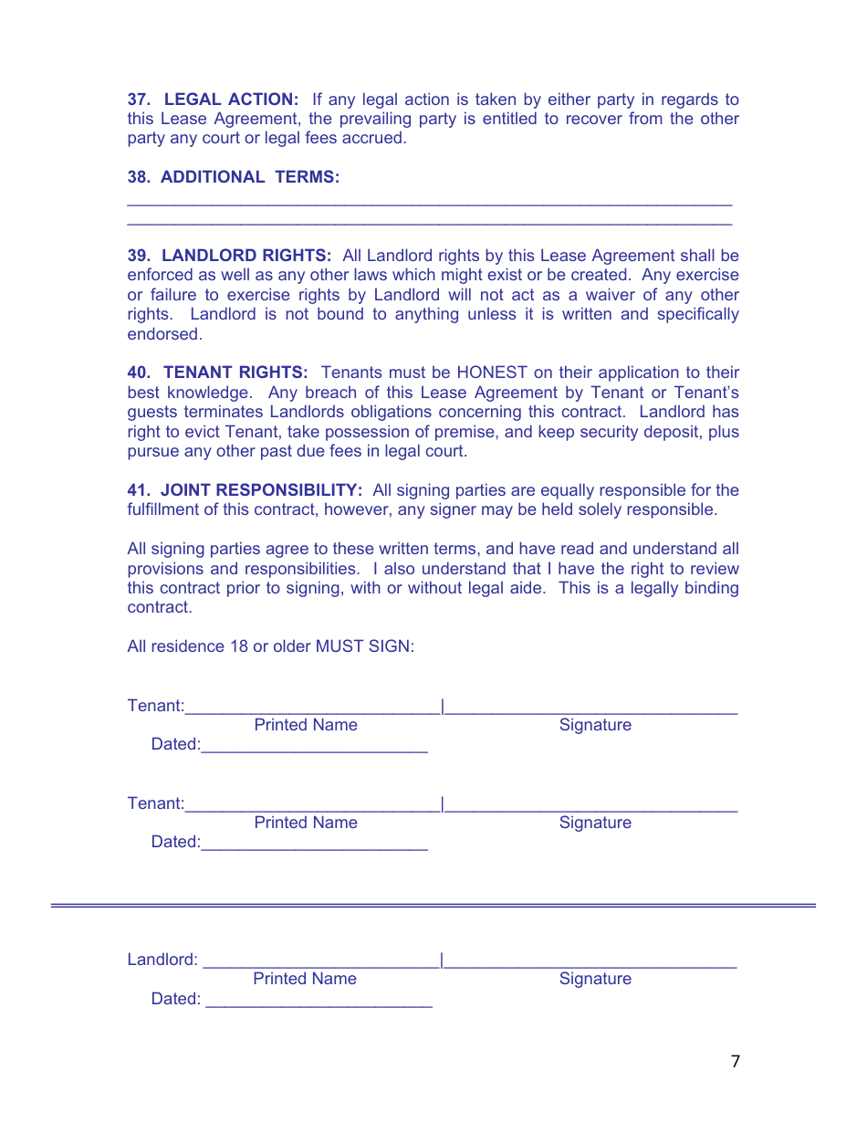 Monthly Rental Agreement Template, Page 7