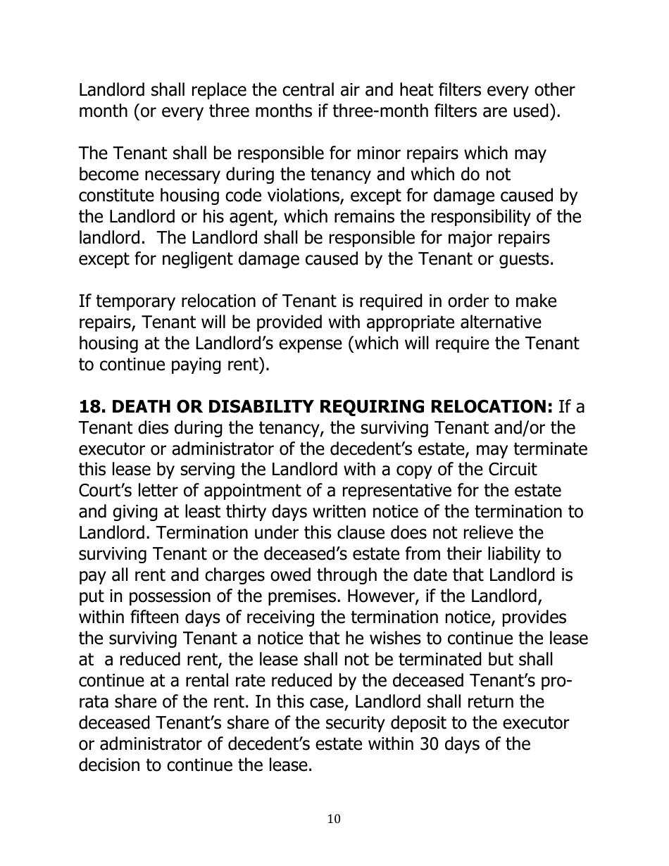 Month to Month Rental Agreement Template - Thirty Two Points - Virginia, Page 10