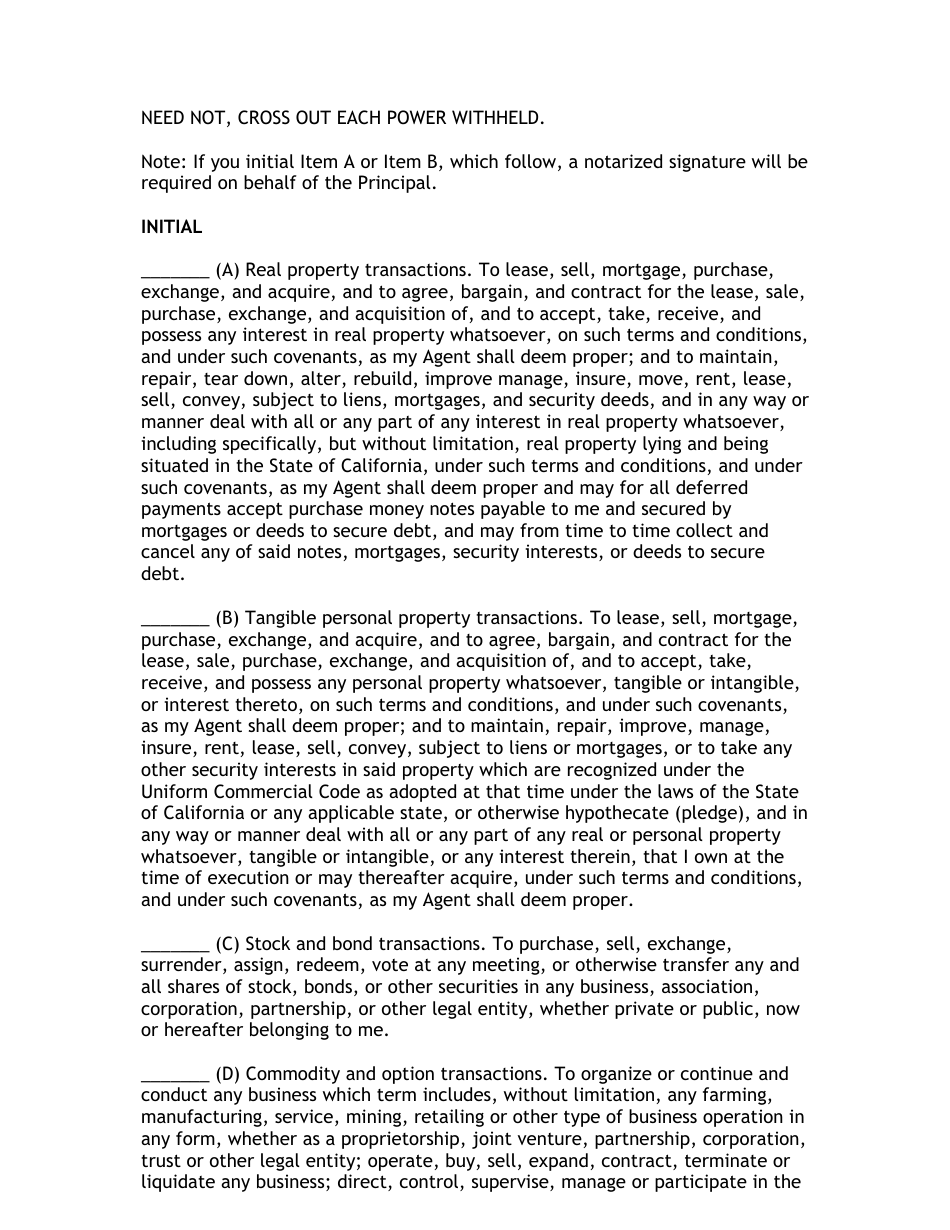 Durable Power of Attorney Form, Page 3