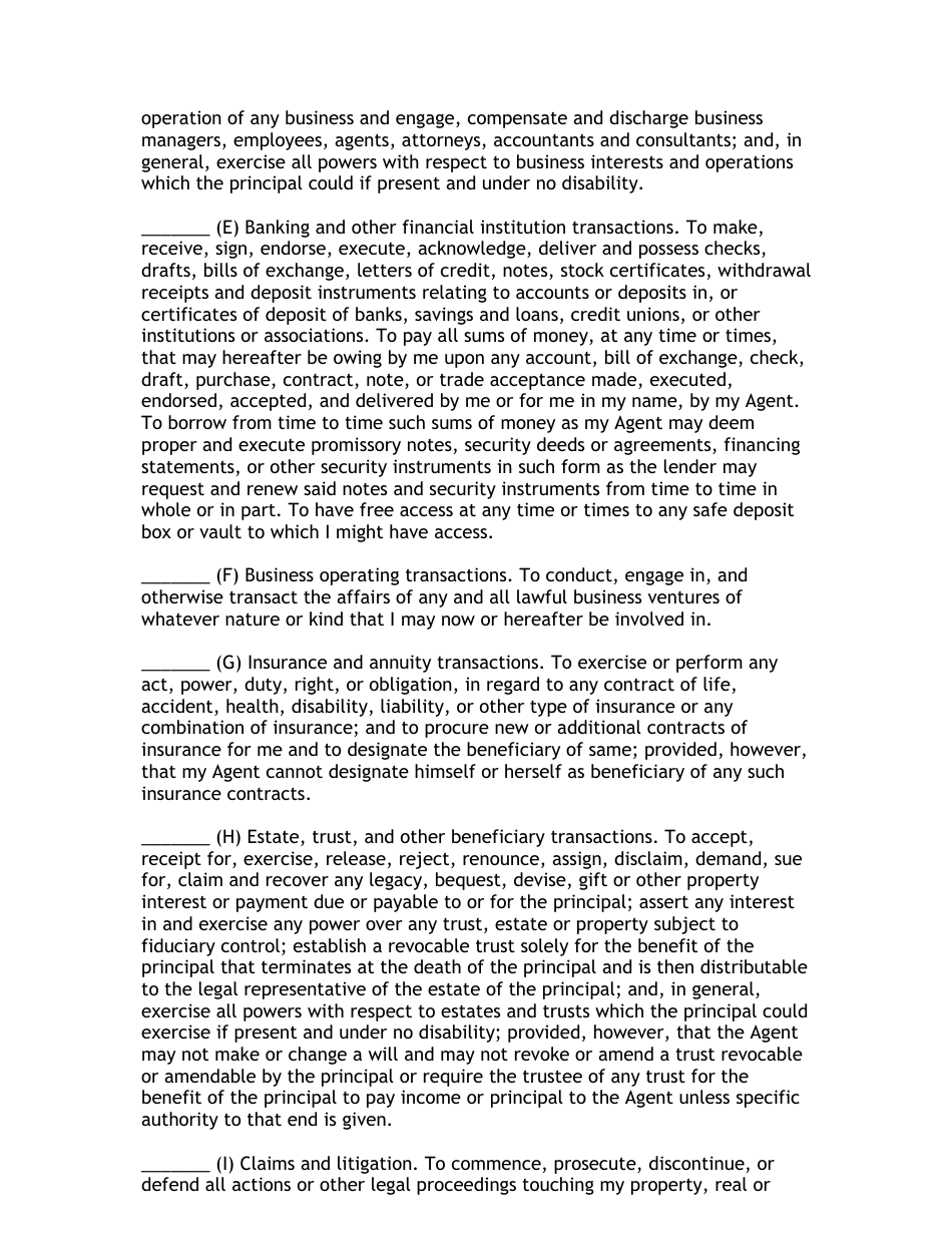 Durable Power of Attorney Form, Page 4