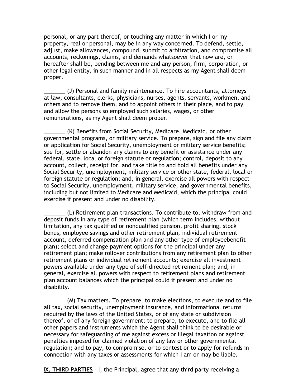 Durable Power of Attorney Form, Page 5