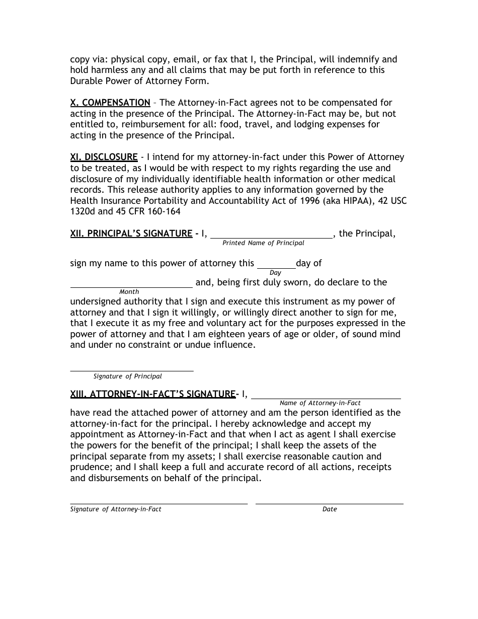 Durable Power of Attorney Form, Page 6