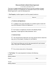 Month-To-Month Rental Agreement Template - Wisconsin