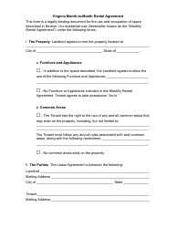 Month-To-Month Rental Agreement Template - Nineteen Points - Virginia