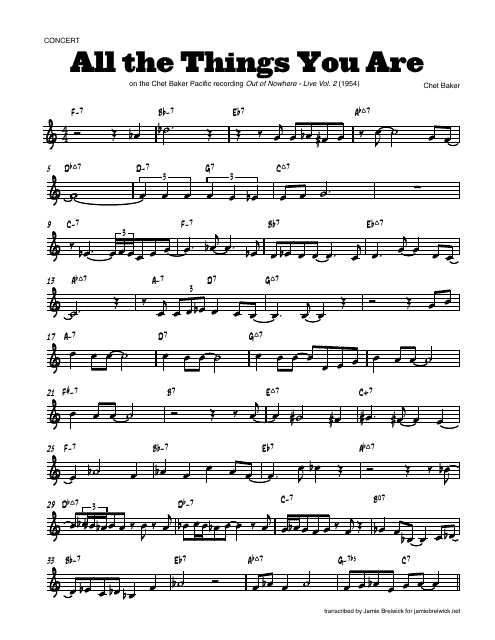 Chet Baker - All the Things You Are Sheet Music and Chords Preview