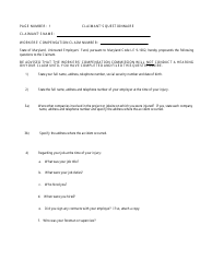 WCC Form H-37 Claimant&#039;s Questionnaire - Maryland