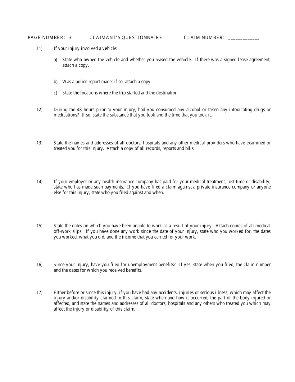 WCC Form H-37 Claimants Questionnaire - Maryland, Page 3