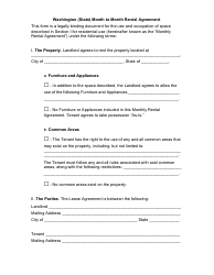 Month-To-Month Rental Agreement Template - Washington