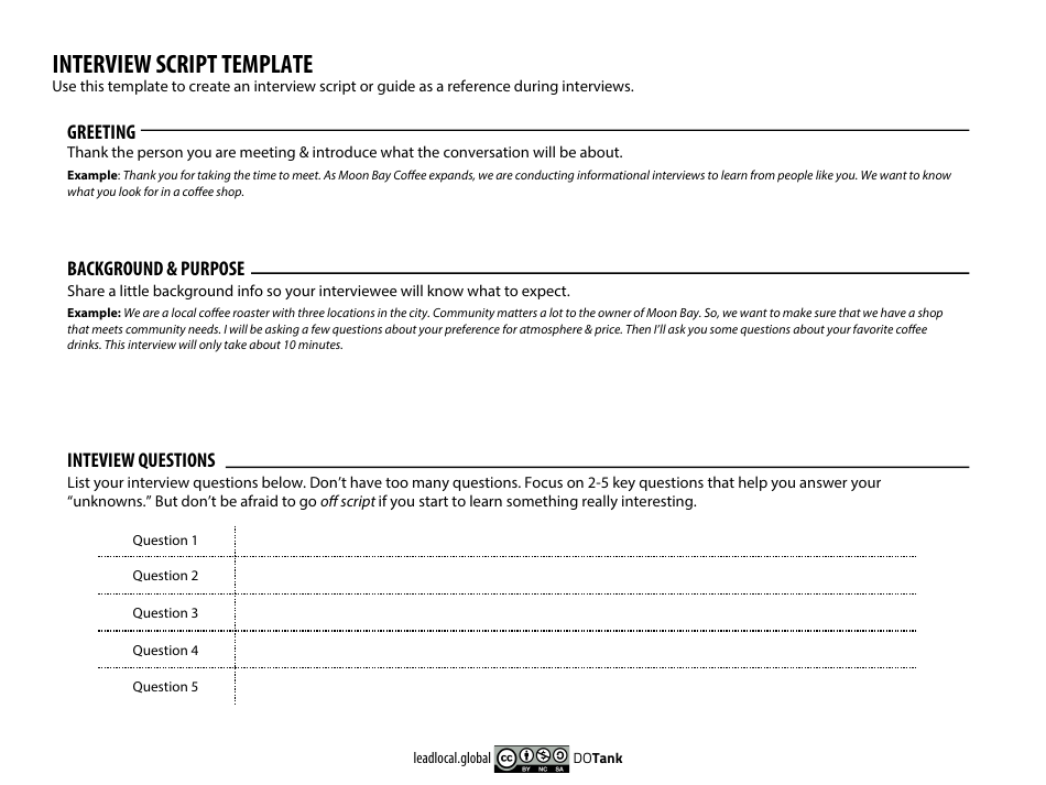 Interview Script Template - Present Your Questions Professionally