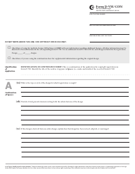 Form D-VH/CON &quot;Identification of Continuation Sheet - Vessel Design Registration&quot;
