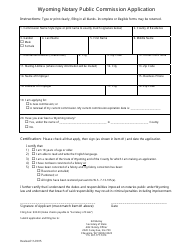 Document preview: Wyoming Notary Public Commission Application Form - Wyoming