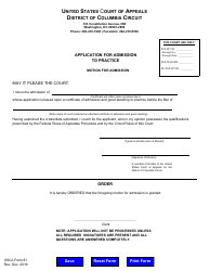 USCA Form 81 Application for Admission to Practice - Washington, D.C.