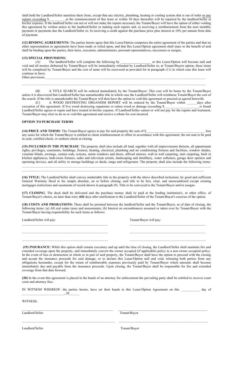 Lease Agreement With Option to Purchase Real Estate, Page 2