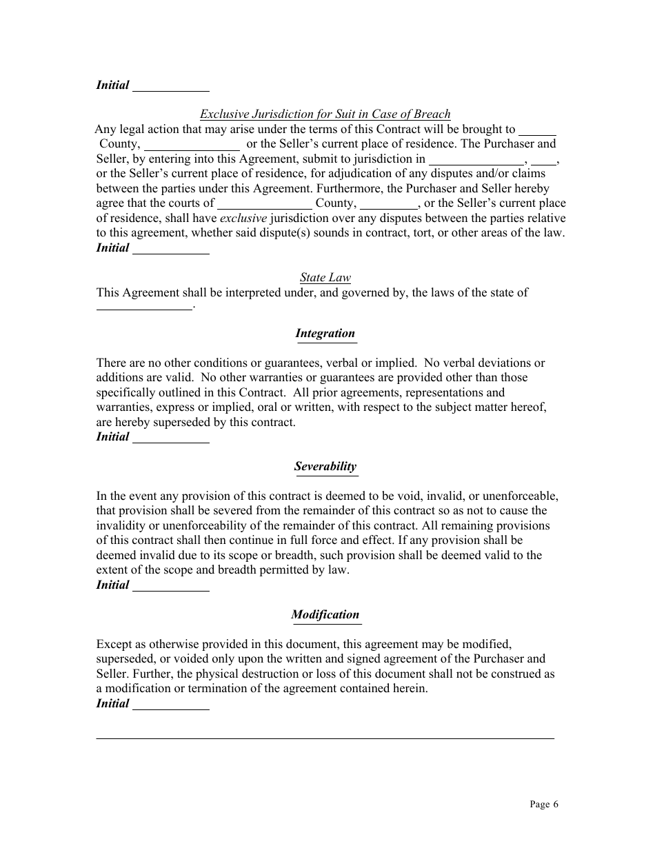 Kitten or Cat Purchase Contract Template, Page 6