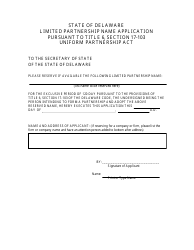 Reservation of Limited Partnership Name Application Form - Delaware, Page 2