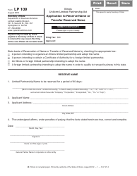 Document preview: Form LP109 Application to Reserve Name or Transfer Reserved Name - Illinois