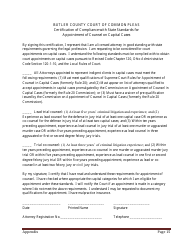 Appendix J Application for Approval as Indigent Criminal Defense Counsel - Butler County, Ohio, Page 3