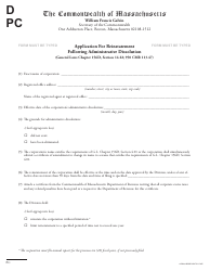 Application for Reinstatement Following Administrative Dissolution - Massachusetts