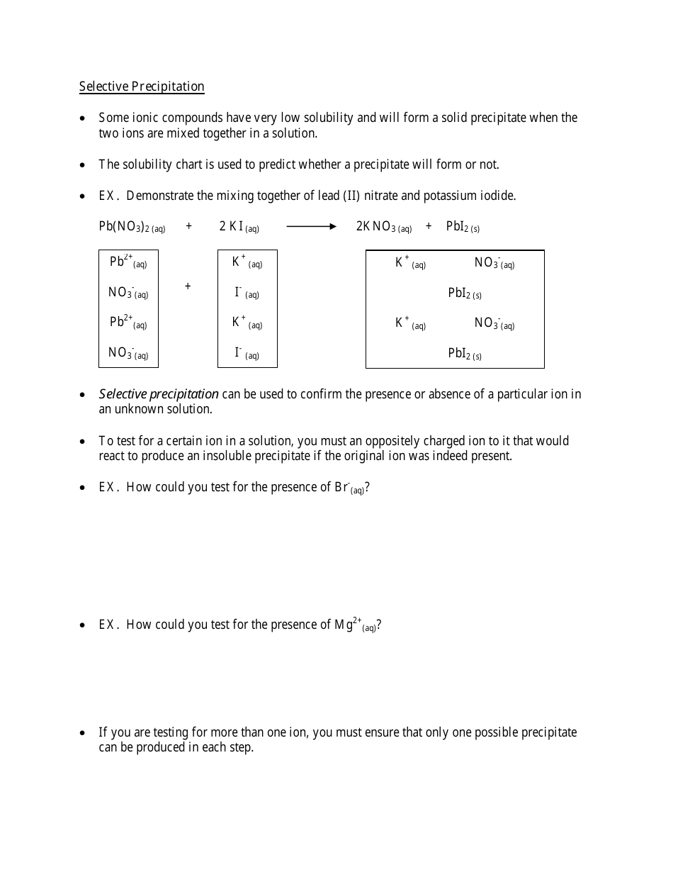 Chem 20 Review Sheet - Unit: Aqueous Solutions, Lesson: #1, Page 3