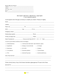 Patient Intake: Medical History Form