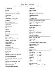 Document preview: Patient Medical Symptoms Checklist Template