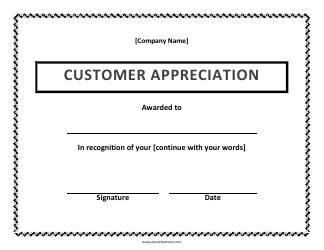 Document preview: Customer Appreciation Certificate Template