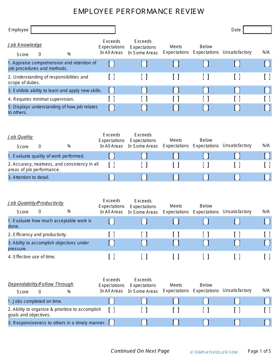 Employee Performance Review Template - Digital Documents - Fill Out ...