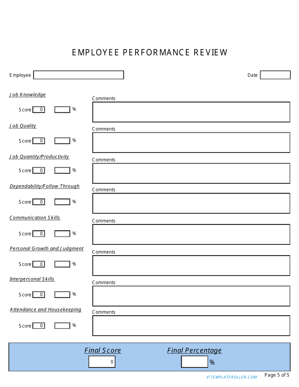 Employee Performance Review Template - Digital Documents - Fill Out ...