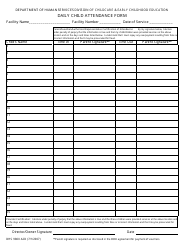 Document preview: Form DHS9800 A2D Daily Child Attendance Form - Arkansas
