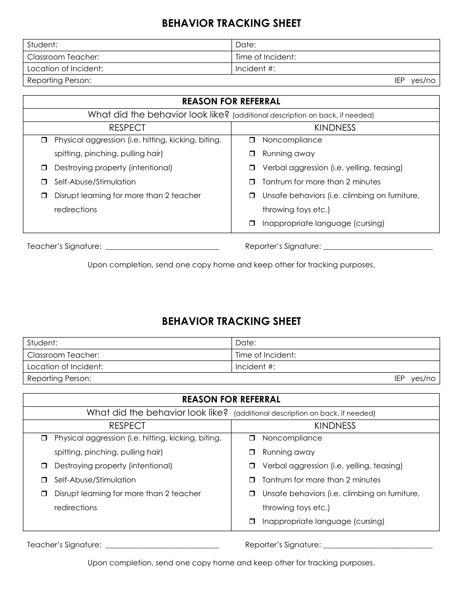 Behavior Tracking Sheet Template Image Preview