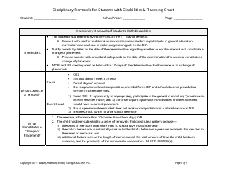 Disciplinary Removals for Students With Disabilities &amp; Tracking Chart Template - Walsh Gallegos