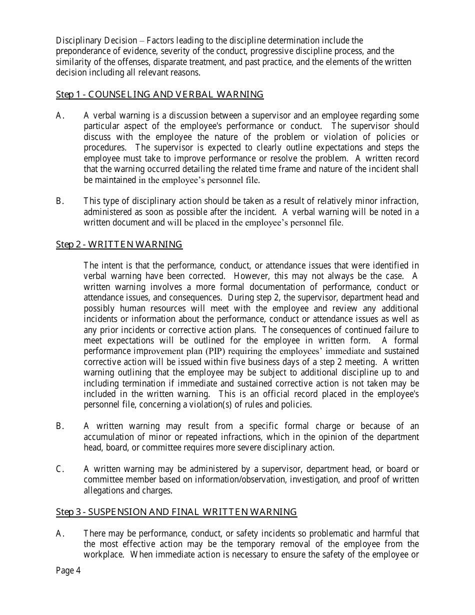 Verbal Warning Form - Town of Duxbury, Massachusetts, Page 4