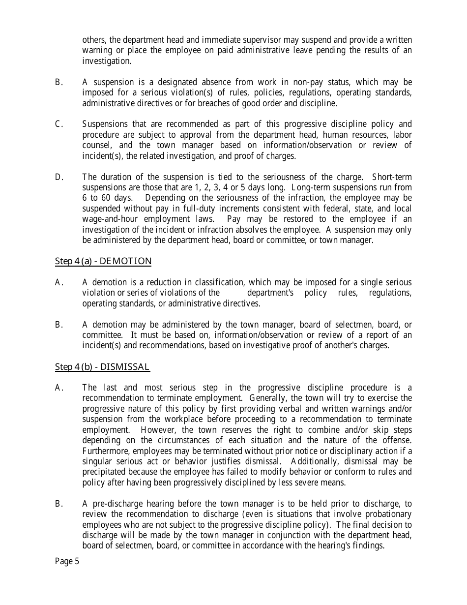 Verbal Warning Form - Town of Duxbury, Massachusetts, Page 5