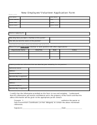 Document preview: New Employee/Volunteer Application Form