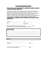 Document preview: Vacation Carryover Request Form