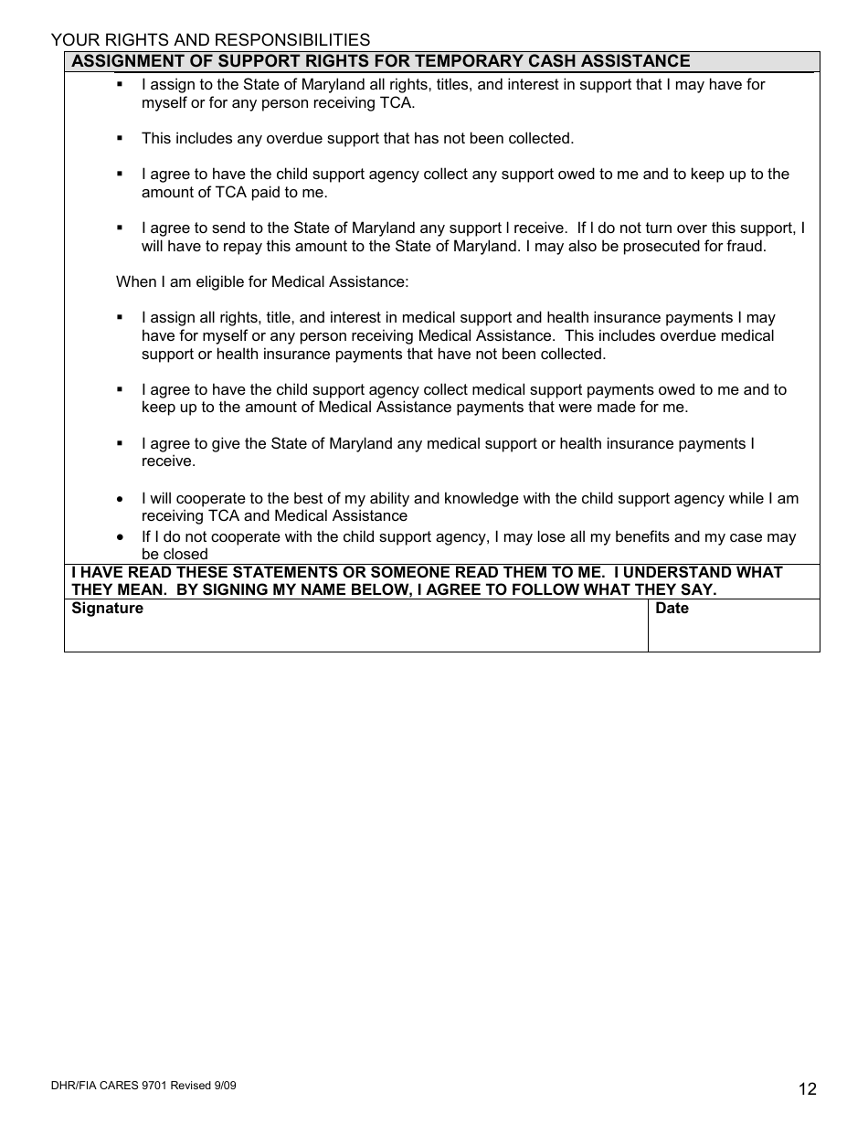 Form DHR / FIA CARES9701 Application for Assistance - Maryland, Page 13