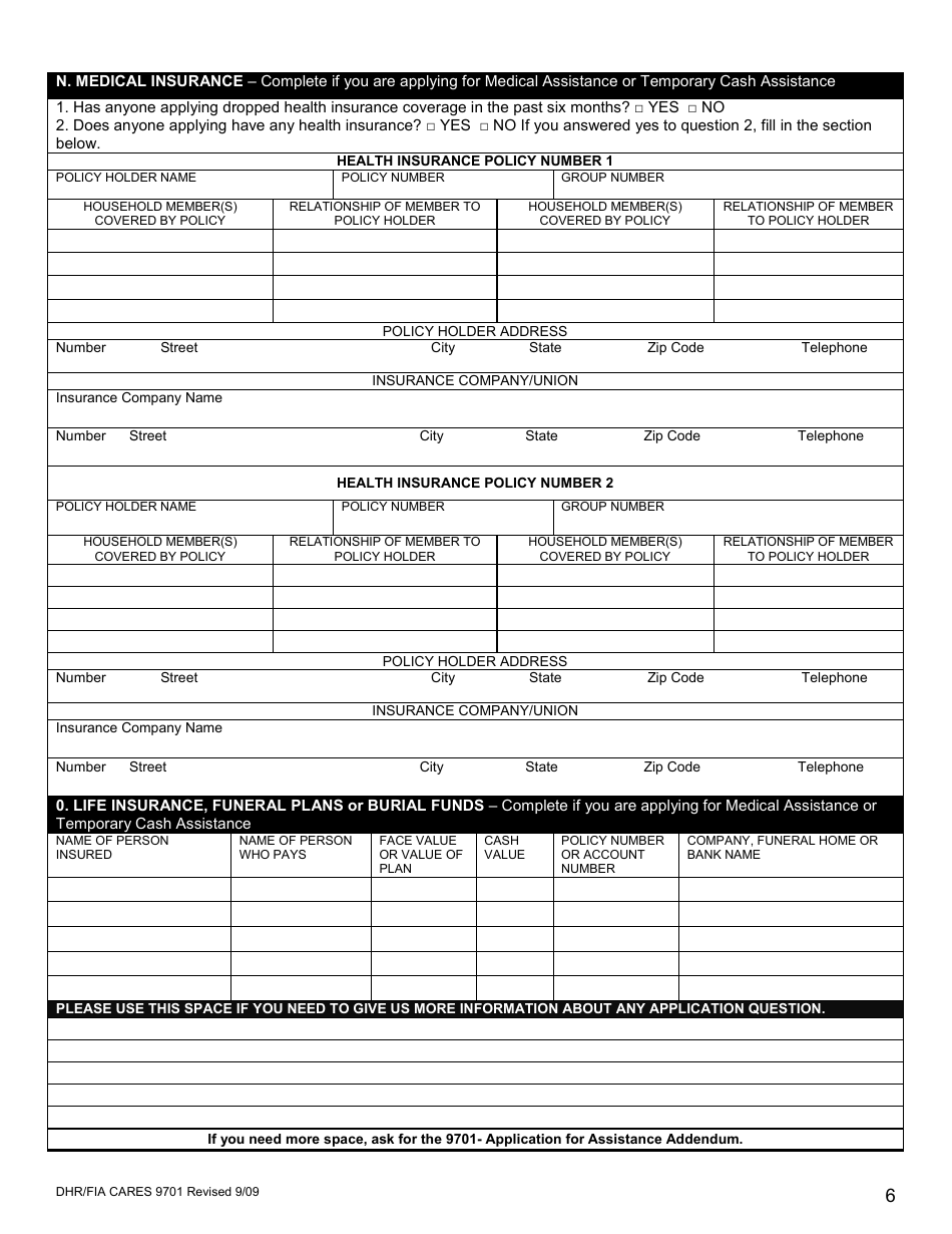 Form DHR / FIA CARES9701 Application for Assistance - Maryland, Page 7