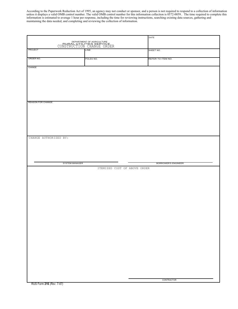 RUS Form 216 - Fill Out, Sign Online and Download Printable PDF ...