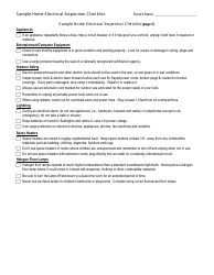 Sample Home Electrical Inspection Checklist Template, Page 2