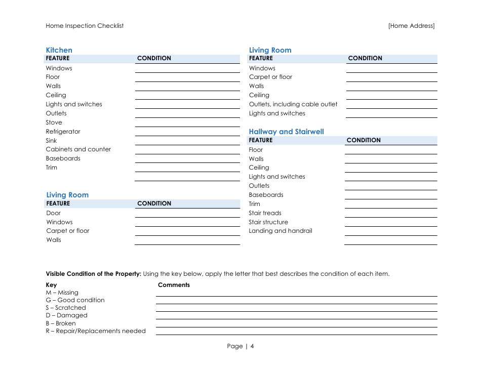 Home Inspection Checklist Template - Blue, Page 4