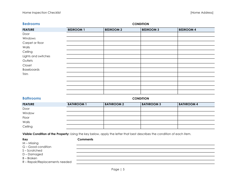 Home Inspection Checklist Template - Blue, Page 5