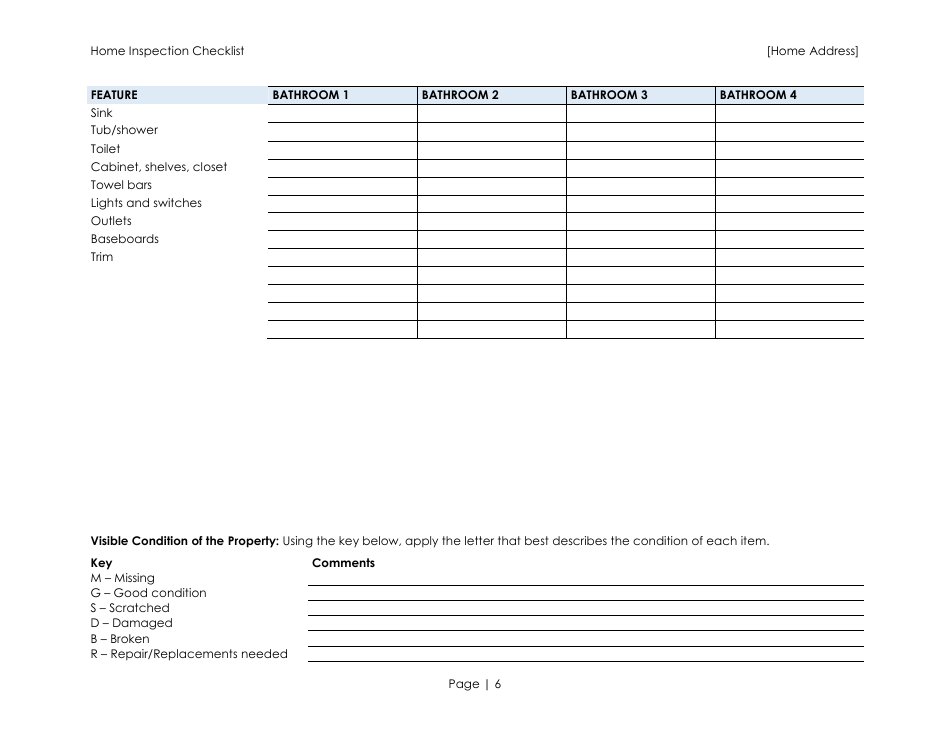 Home Inspection Checklist Template - Blue, Page 6