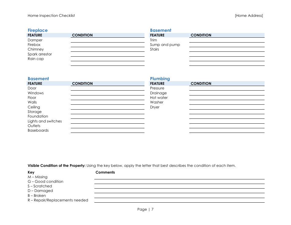 Home Inspection Checklist Template - Blue, Page 7