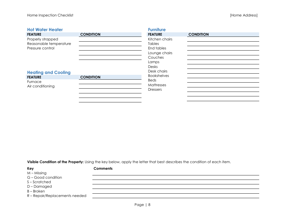 Home Inspection Checklist Template - Blue, Page 8