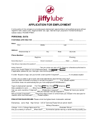 Application for Employment - Jiffy Lube