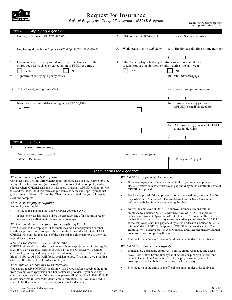 OPM Form SF-2822 - Fill Out, Sign Online and Download Fillable PDF ...